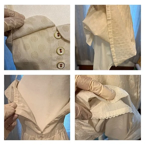 ANTHROPOLOGIE MAEVE In A Twinkling DRESS Off-White, Gold Dots 6 MIDI FULL SKIRT - Picture 9 of 13